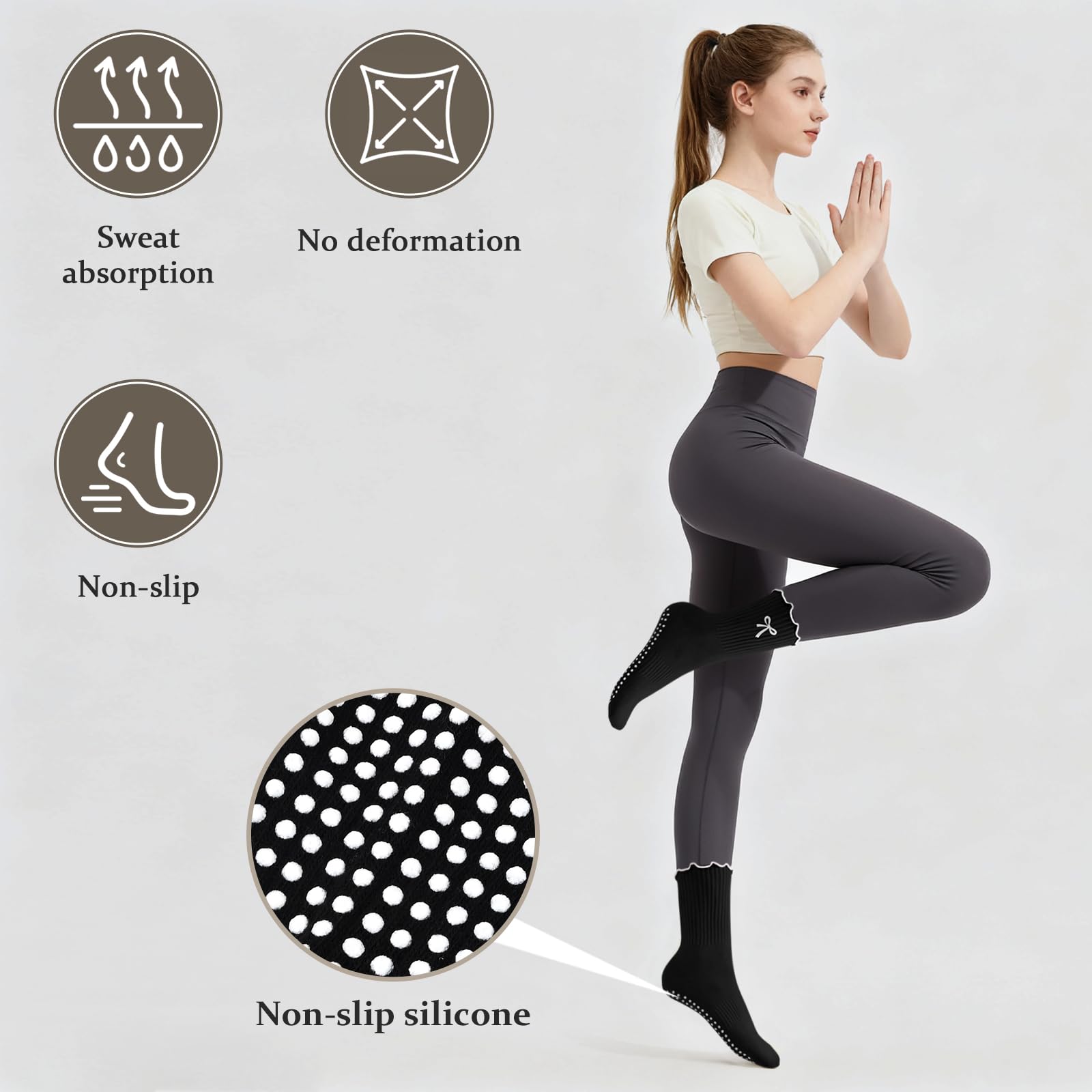 1 Pair of Anti-Slip Grip Pilat - đánh giá và giá Medias Para Pilates Y Yoga