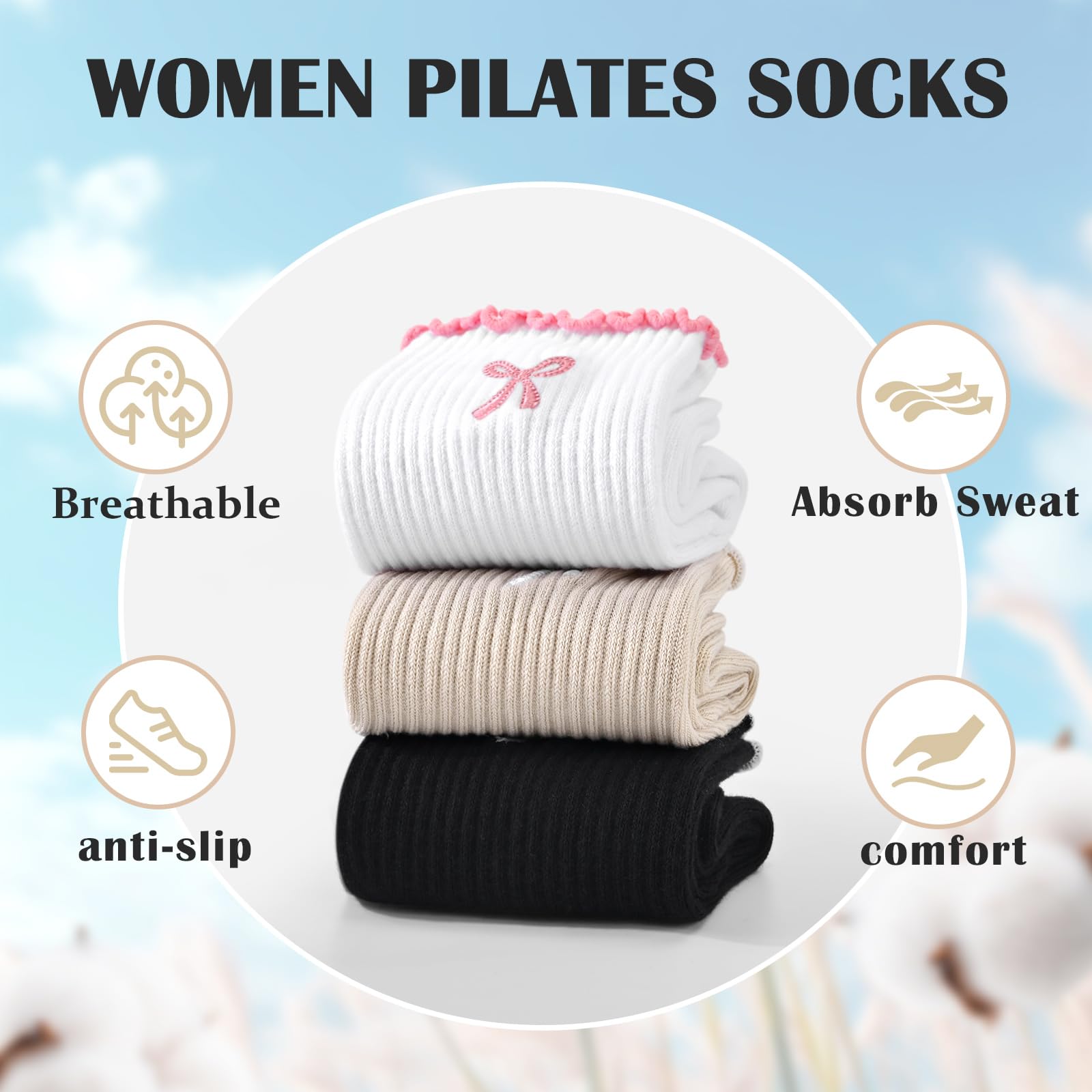 1 Pair of Anti-Slip Grip Pilat - đánh giá và giá Medias Para Pilates Y Yoga